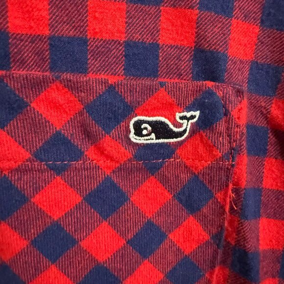 Vineyard Vines Blue Red Plaid‎ Flannel Button-Up Shirt Women's Size 6 - Picture 3 of 7